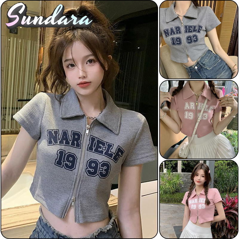 เสื้อโปโลหญิง ครึ่งซิป แขนสั้น สำหรับฤดูใบไม้ผลิและฤดูร้อน
