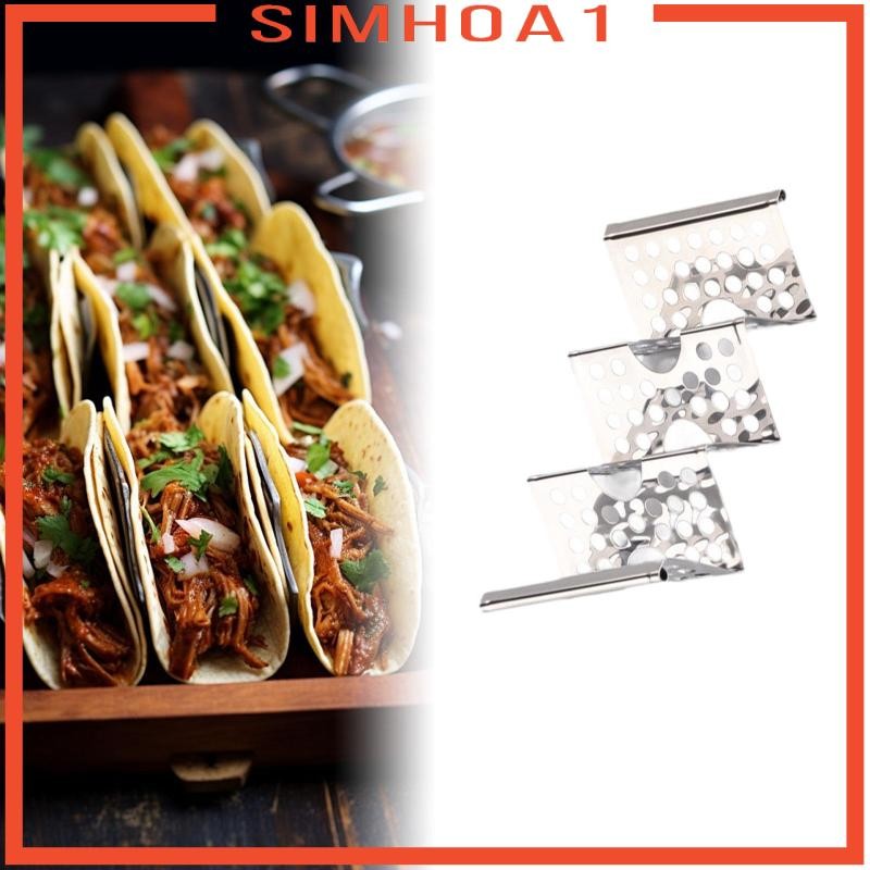 [Simhoa1] Taco Holder Stand Taco Plate Stand ทําความสะอาดง่ายถือ 3 Tacos Stylish Taco ถาดเสิร์ฟสําหร