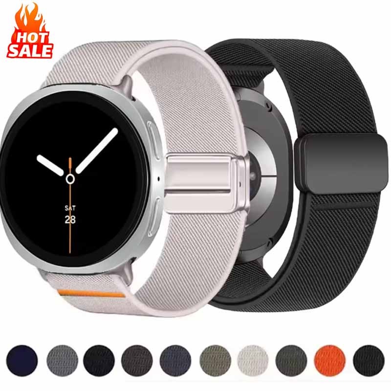 สายไนลอนสําหรับ Samsung Galaxy Watch 8 40 มม.44 มม.8 คลาสสิก 46 มม.กีฬาข้อมือแม่เหล็กสร้อยข้อมือกีฬา correa Galaxy นาฬิกา 8 Band
