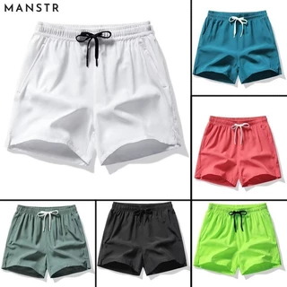 MANSTR [6 สี] กางเกงขาสั้นชายผู้หญิง - สีชมพู/เขียวทหาร/ฟ้าฮาวาย แห้งเร็ว ใส่สบาย สำหรับเล่นกีฬา ชายหาด ขนาด M-5XL