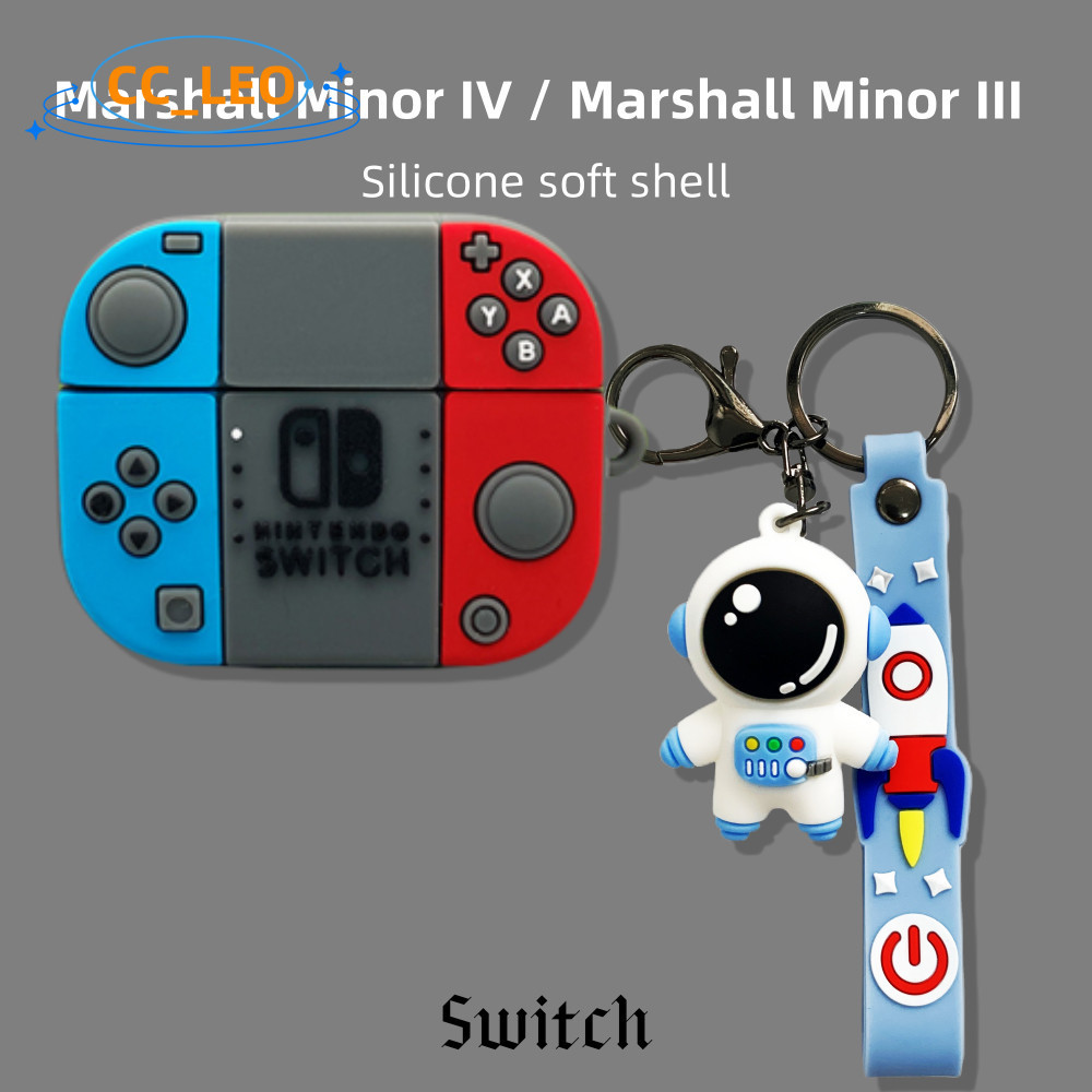 for Marshall Minor IV Case 3D Cartoon Switch Cute Snoopy Astronaut Keychain Pendant Suitable for Marshall Minor III Silicone Soft Case Shockproof Shell Protective Sleeve