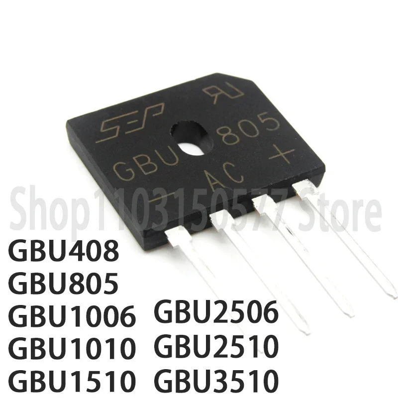 1-5PCS GBU408 GBU805 GBU1006 GBU1010 GBU1510 GBU2506 GBU2510 GBU3510 ZIP4 ชิปic