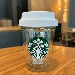 Starbucks Cup พร้อมฝาปิดแก้ว Sakura Series Limited Edition แก้ว Tumbler สีชมพู Cherry Blossom สีม่วง Gradient Double-Wall ฉนวนทนความร้อนสะสม 296ml