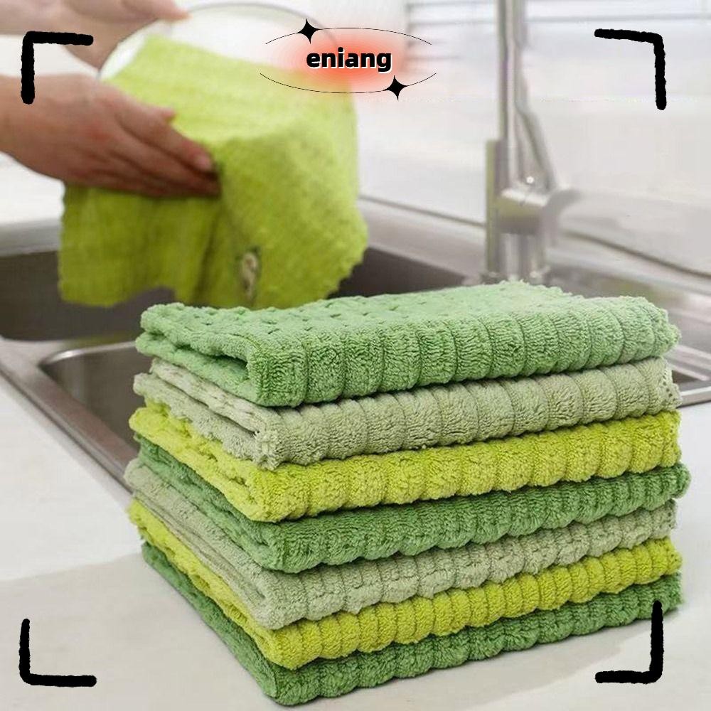 ENIANG 1/4PCS ผ้าทําความสะอาดห้องครัว, Non-Stick น้ํามันเช็ด Rags ผ้าเช็ดจานในครัว, แผ่นกําจัดสิ่งสกปรกบนดูดซับน้ําผ้าเช็ดจานไมโครไฟเบอร์ทนน้ํามันผ้าล้างจาน