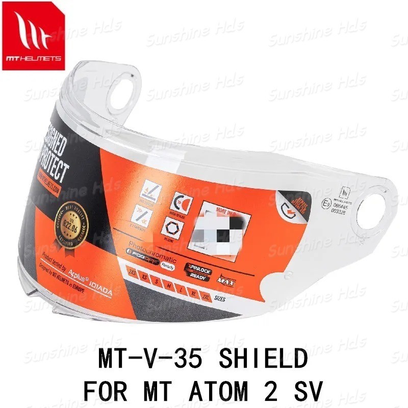 MT ATOM 2 SV Helmet Shield เปลี่ยนหมวกกันน็อคแก้ว MT-V-35 Shield MT อุปกรณ์เสริม