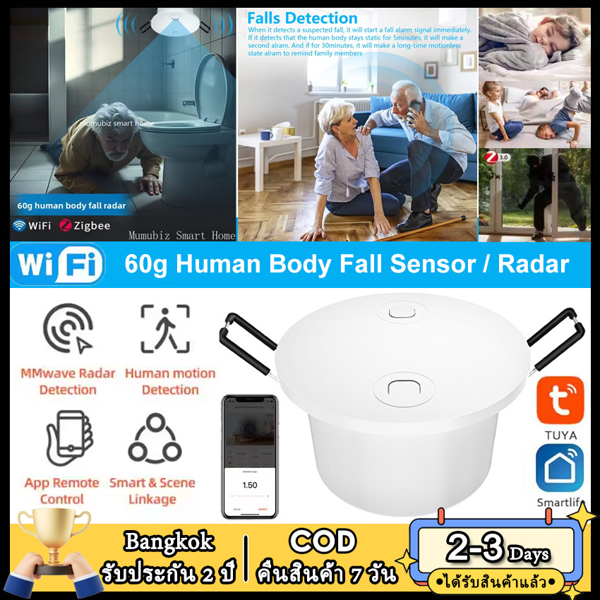 2วัน⭐โกดังในพื้นที่⭐ 60GHz mmWave Fall Detection Alert - เซ็นเซอร์ตกผู้สูงอายุพร้อม SMS/App Alerts ท