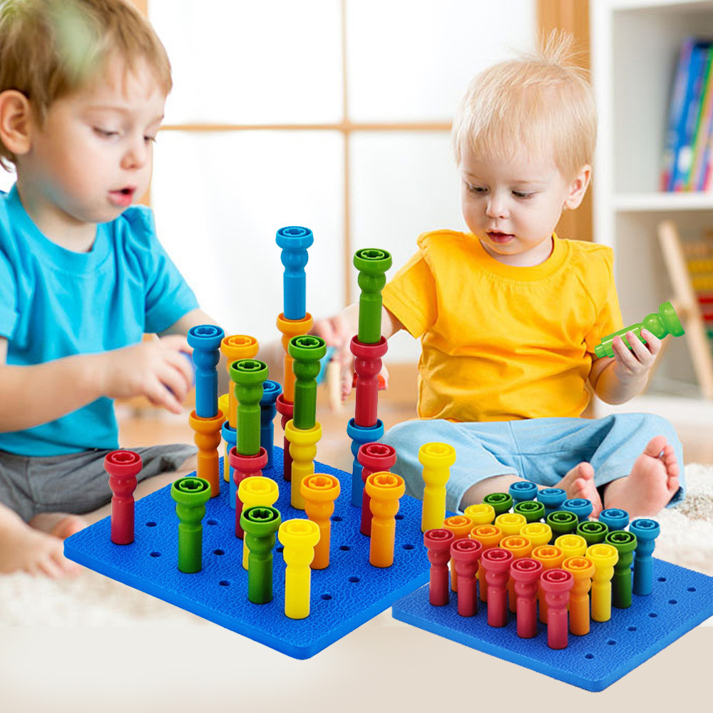 CloudBaby💖1 ชุด ของเล่นฝึกกล้ามเนื้อพัฒนาสมอง Bubbles and Blocks แท่งปักหมุดเด็ก 1 ขวบขึ้นไป Montessori Sorting Game