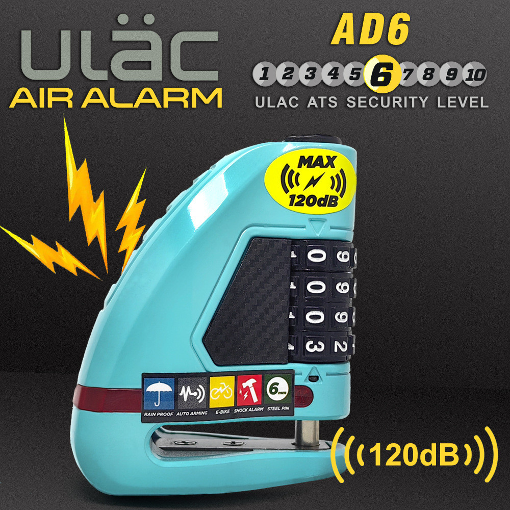 ULAC ULAC ล็อคปลุกดิสก์เบรกรถจักรยานยนต์ 120dB ล็อคดิสก์ปลุกจักรยานไฟฟ้าจักรยานรหัสล็อค