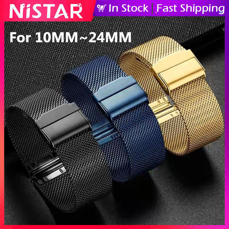 Nistar Milanese สายนาฬิกาอัจฉริยะโลหะสําหรับ 10/12/14/16/18/19/20 มม. 22 มม. 24 มม., สายรัดข้อมือสแตนเลสสําหรับ Samsung Galaxy watch 6 5 4 3 active2,HUAWEI watch GT4 3 2 Pro