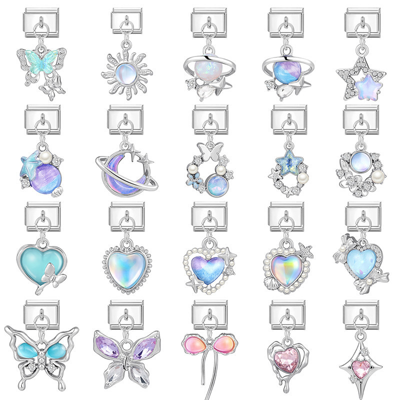 สีสัน Sun Planet Heart Moon star Charm Fit อิตาเลี่ยน Charm Links 9 มม.สร้อยข้อมือสแตนเลสเครื่องประดับ Diy ทํา Diy แฟชั่นอุปกรณ์เสริมบุคลิกภาพโมดูลสร้อยข้อมืออุปกรณ์เสริม