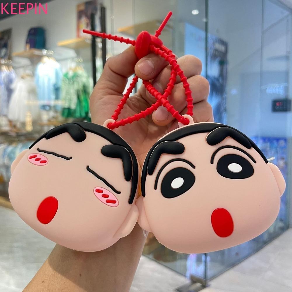 Keepin กระเป๋าใส่เหรียญเครยอนชินจัง,กระเป๋าปลาน่าเกลียดจี้มินิซิลิโคนกระเป๋าใส่เหรียญกระเป๋า,การ์ตูนกระเป๋าเหรียญแบบพกพาซิป Shinnosuke กระเป๋าหูฟังกระเป๋า