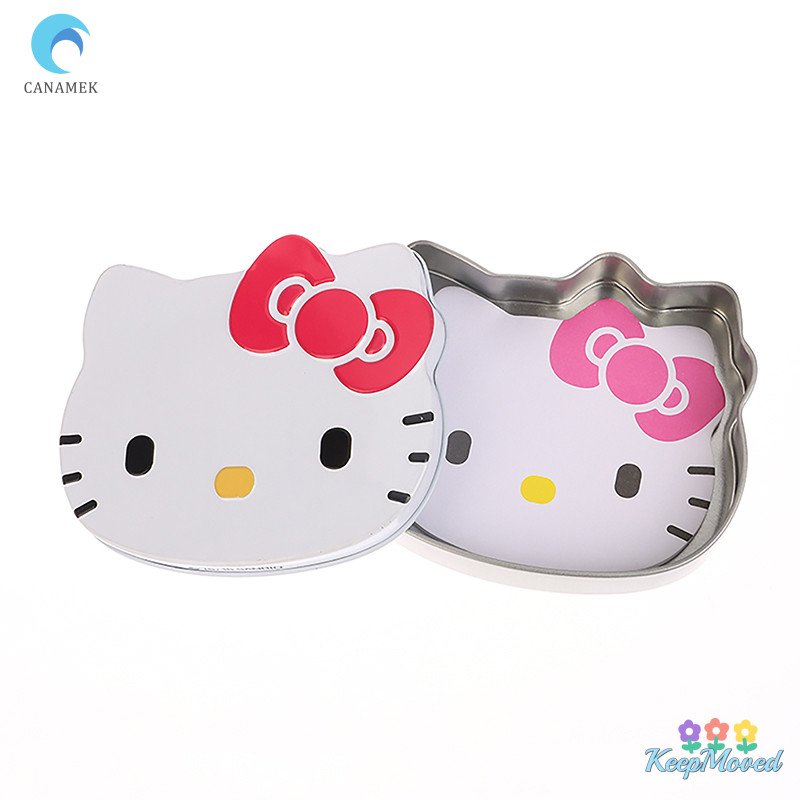 Keepmoved Kawaii Hello Kitty หมายเหตุสะดวกพร้อมกล่องเก็บการ์ตูน Sticky Notes น่ารักโลหะ Organizer เด็กของขวัญใหม่