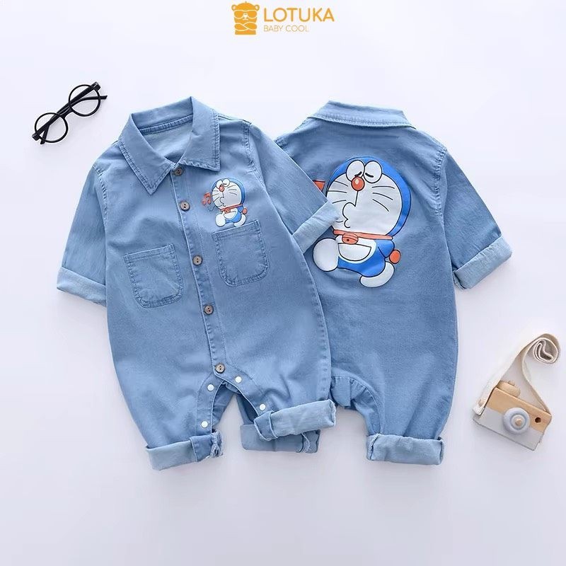 Lotuka Soft Thin Doraemon Long Sleeve Body Active Youthful, ชุดบอดี้สูทสําหรับเด็กทารก, ชุดเด็กขนาด 3-12กก.
