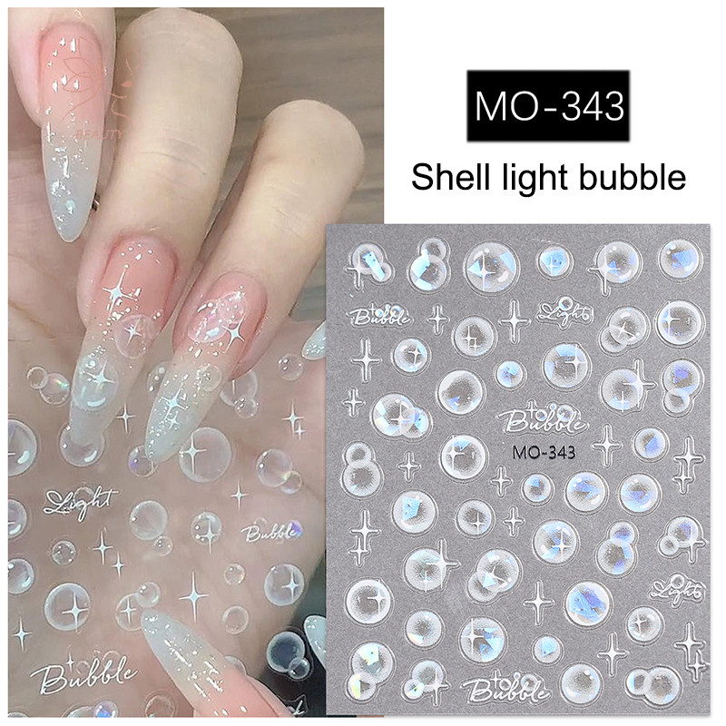 [maybeauty] ฤดูร้อน Dreamy Bubbles สติ๊กเกอร์ติดเล็บตกแต่งสติ๊กเกอร์ติดเล็บสําหรับเล็บความงาม Starlight Charm อุปกรณ์แต่งเล็บแบบมีกาวในตัว {TH}