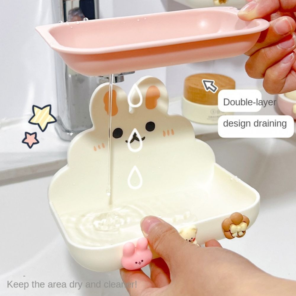 WELLNESSSPOT กล่องสบู่ติดผนังกระต่ายการ์ตูนพร้อมชั้นวางสบู่ฟรีหมัดไม่มีการเจาะแบริ่งที่แข็งแกร่งติดตั้งง่ายที่ใส่จานสบู่อุปกรณ์ห้องน้ํา - รูปที่ 4