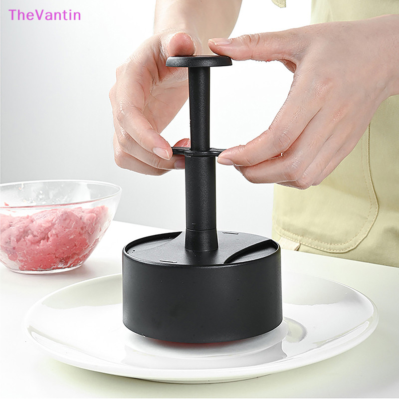 Thevantin คู่มือแฮมเบอร์เกอร์เนื้อกด ABS รอบไม่ติดเนื้อพายทําแม่พิมพ์ BBQ พายกดแม่พิมพ์เครื่องอุปกรณ์ครัวสินค้าที่ดี