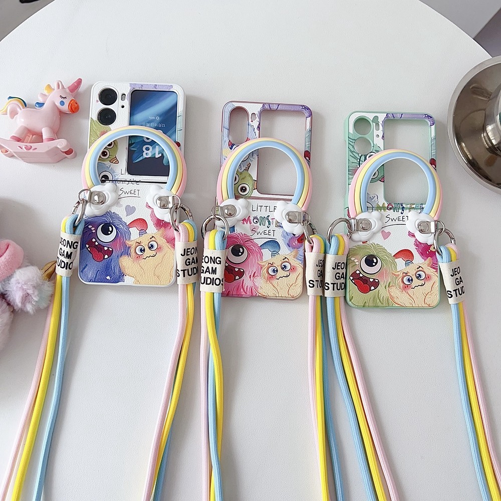 ปลอกน่ารักสําหรับ OPPO Find N3 N2 Flip Cartoon Design Classic N3Flip N2Flip Back Phone Case