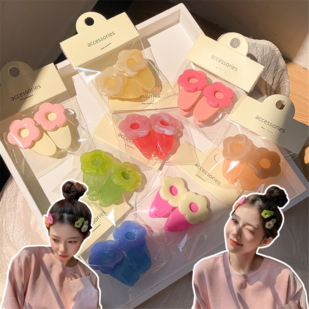 กิ๊บติดผมหน้าม้าด้านข้างสีลูกกวาดเรียบง่ายสไตล์เกาหลีเครื่องประดับผมน่ารักแฟชั่นสําหรับเด็กผู้หญิง