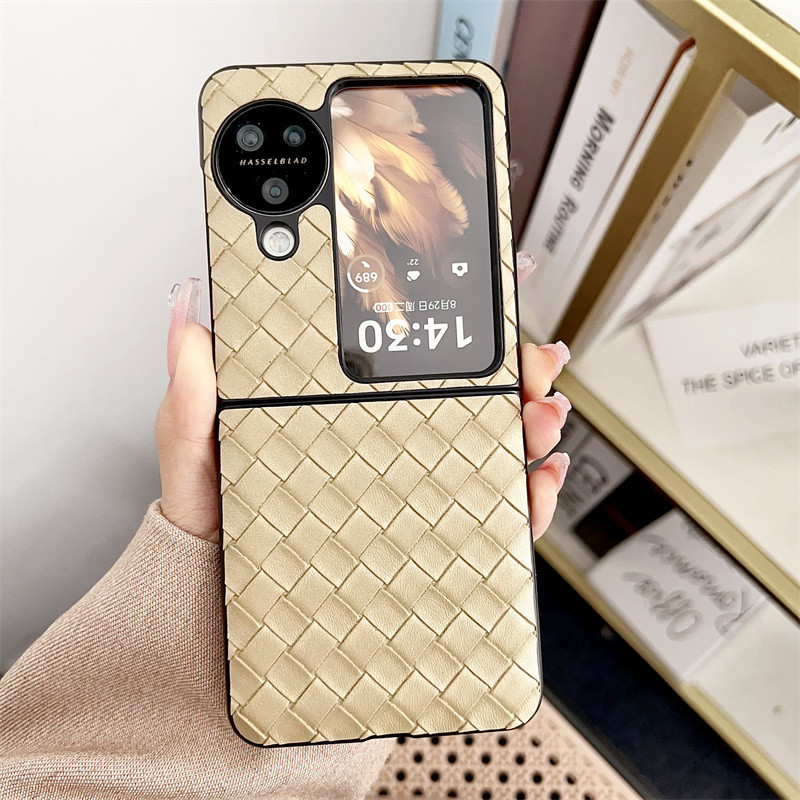 สําหรับ OPPO Find N2 Flip, Find N3 Flip, เคสโทรศัพท์พับลายทอสร้างสรรค์, รูปแบบหนังคุณภาพสูงฝาครอบป้องกันการตกกระแทก