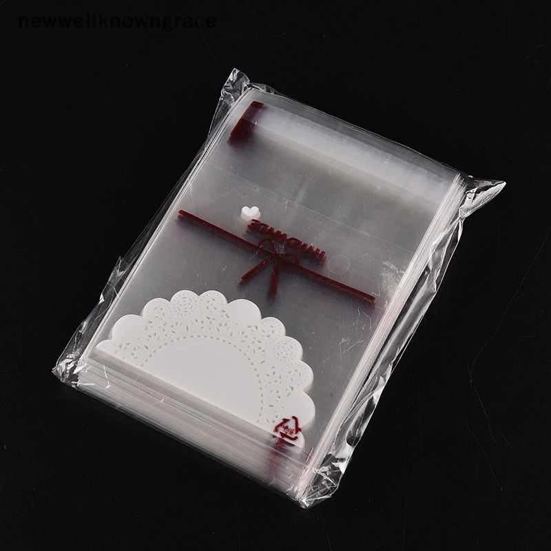 ใหม่wellknowngrace 100 ชิ้นลูกไม้สีขาว Self กาวคุกกี้ Candy แพคเกจถุงของขวัญ Cellophane วันเกิด TH