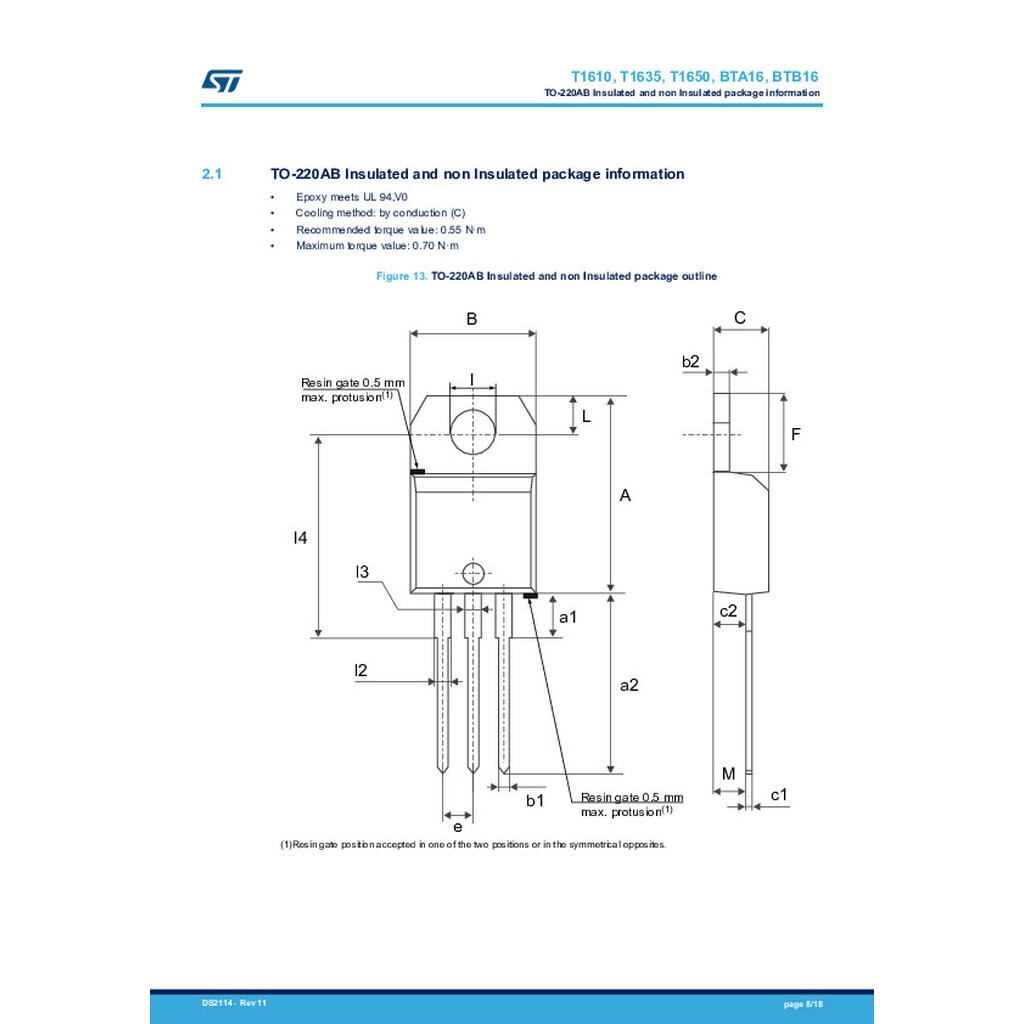 TRIAC BTA16-600B ST ไตรแอค 16A 600V Gate Trigger Current 100mA ราคา ถูกที่สุด ดีลบีเคเค แกลเลอรีภาพที่ 9
