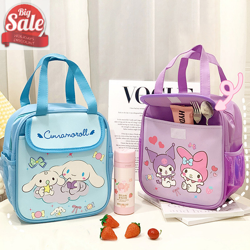 Af 1 ชิ้นน่ารัก Sanrio Insulated แฟชั่นถุงอาหารกลางวัน – นํากลับมาใช้ใหม่, พับได้, ปิดซิป, วัสดุ PU, Unlined A