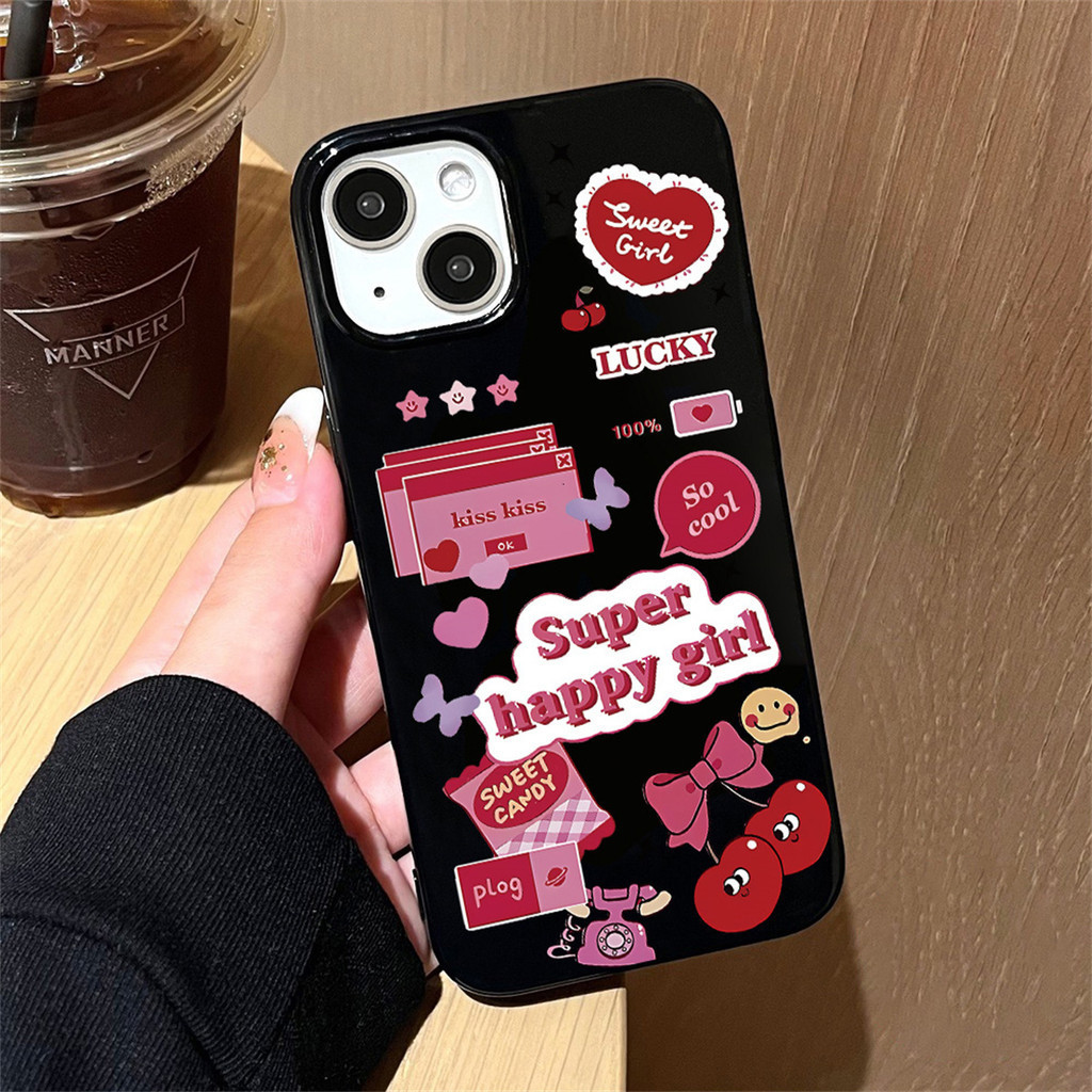 เคส for iphone 15 11 14 12 13 Pro Max X XR XS Max 8 7 15 Plus SE 2020 2022 สติ๊กเกอร์ เคสโทรศัพท์มือถือ ซิลิโคนอ่อนนุ่ม