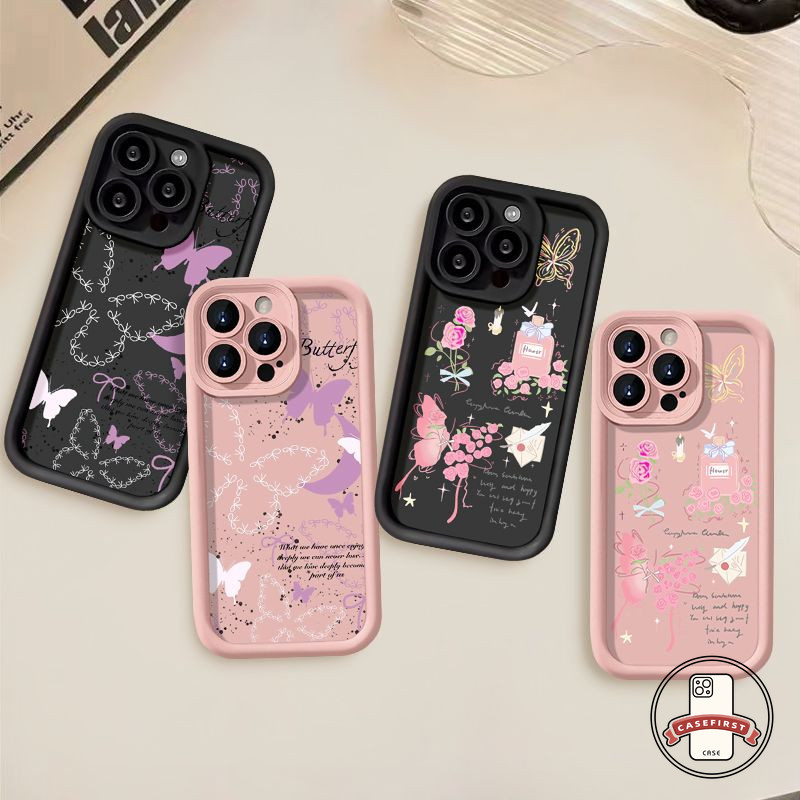 การ์ตูนโรแมนติกผีเสื้อดอกไม้กรณีอังกฤษสำหรับ Vivo Y36 Y15 Y20 Y12i Y22 Y17 Y11 Y27s Y21 Y17s Y27 Y15s Y33s Y12s Y100i