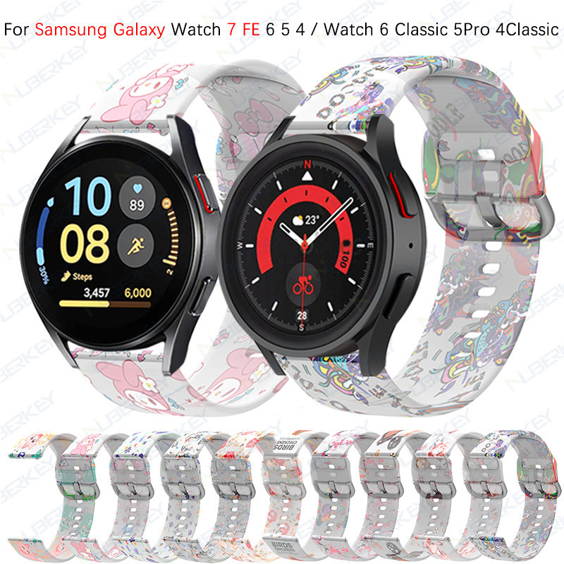 รูปแบบโปร่งใสซิลิโคนอ่อนนุ่มสําหรับ Samsung Galaxy Watch 7 FE 6 5 4/นาฬิกา 6 4 คลาสสิก/5 Pro สมาร์ทนาฬิกาสายรัดข้อมือสร้อยข้อมือ