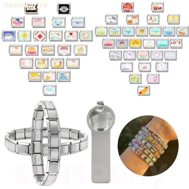 สีสัน Blingbling อิตาเลี่ยน Charm Links สําหรับสร้อยข้อมือ Diy สร้อยข้อมือคู่ Diy เครื่องประดับแฟชั่นอุปกรณ์เสริม Retro บุคลิกภาพโมดูลสร้อยข้อมือ