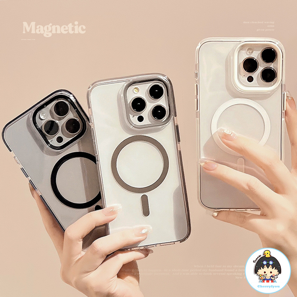 หรูหราแม่เหล็กชาร์จไร้สายโปร่งใสเคสโทรศัพท์สําหรับ ไอโฟน 11 15 14 13 12 มือโปร สูงสุด ชายแดนคู่กันกระแทกนุ่ม ทีพียู ปกหลัง
