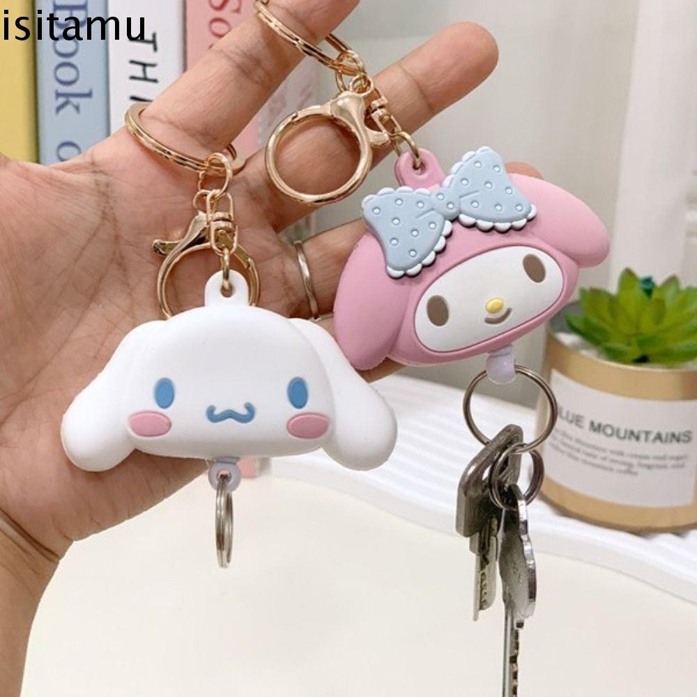 Isitaft พวงกุญแจ Kuromi ยืด, ยืดหยุ่นอะนิเมะยืด My Melody พวงกุญแจ, Mini KT Cat ซิลิโคน BADBADTZ-MARU Cinnamoroll ฝาครอบกุญแจกระเป๋าแขวน