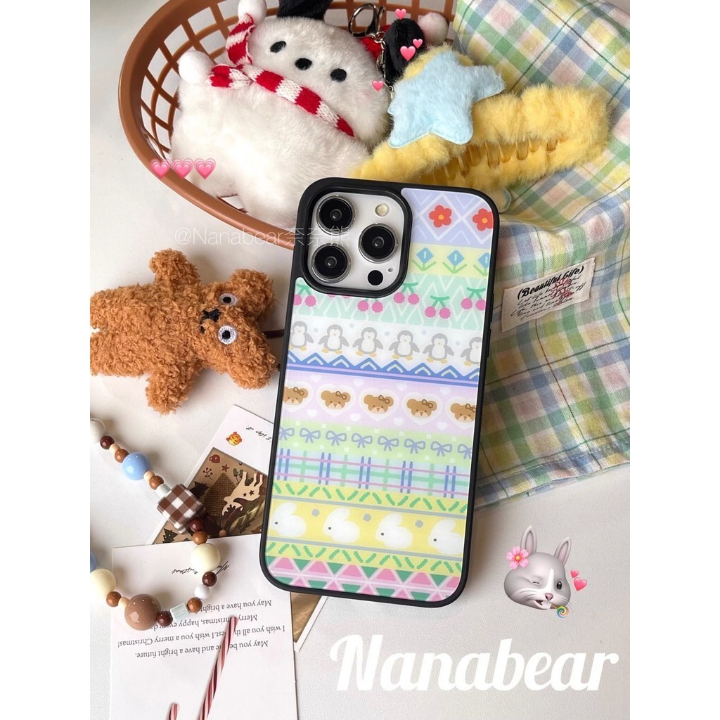การ์ตูนหมีเพนกวินเสื้อกันหนาว Collage เคสโทรศัพท์ใช้งานร่วมกับ iPhone15 14 13 11 12Promax 11Promax 12Pro 14plus 15Promax XS XR X Shock-proof กรณี UXH9