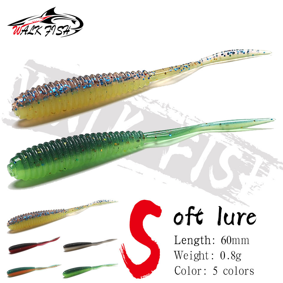 เดินปลา 20PCS 61 มม./0.8g หนอน Lure ซิลิโคนเกลียว Swimbaits ประดิษฐ์ Soft Lure สําหรับ Bass Pike Professional ตกปลาเครื่องมือ