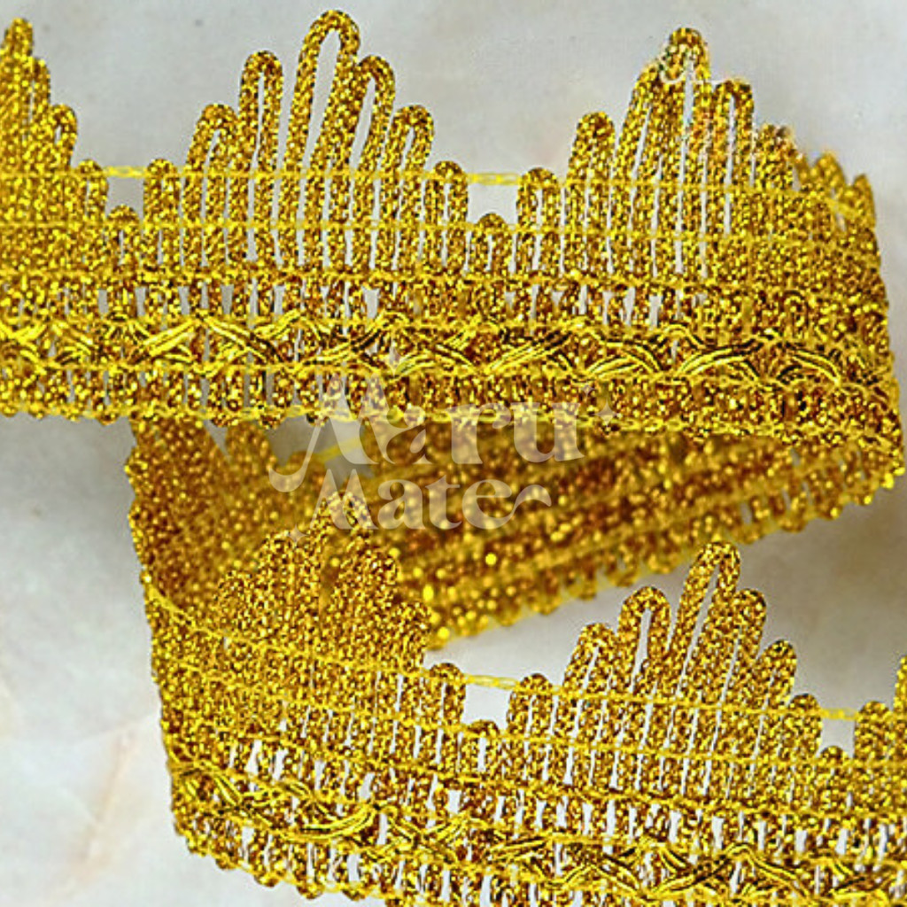 ดิ้น ดิ้นทอง No.008 (แพ็ก 14 หลา) ลูกไม้ ลูกไม้ กว้าง 40 มม. แต่งพานพุ่ม ตกแต่งเสื้อผ้า งานฝีมือ DIY - รูปที่ 3