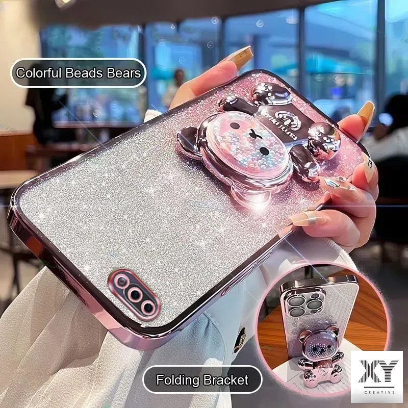 เคสโทรศัพท์ oppo a3s a12e a1k วงเล็บหมุน 360 °เคสโทรศัพท์บรรเทาความเครียดที่มีสีสันลูกปัดหมีขาตั้งพับ เปลือกอ่อน เคส oppo a3s a12e a1k