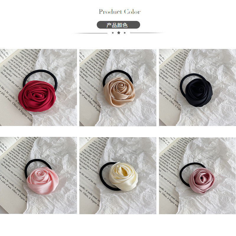 [คลังสินค้าพร้อม] ผ้าผูกผมลายดอกไม้ดอกกุหลาบเกาหลีผ้าผูกผมระดับไฮเอนด์ - รูปที่ 7