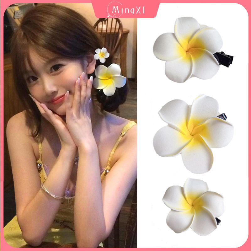 กิ๊บติดผมลีลาวดีสีเหลืองหญิงเกาหลีด้านข้างดอกไม้กิ๊บปากเป็ดคลิปเครื่องประดับผม