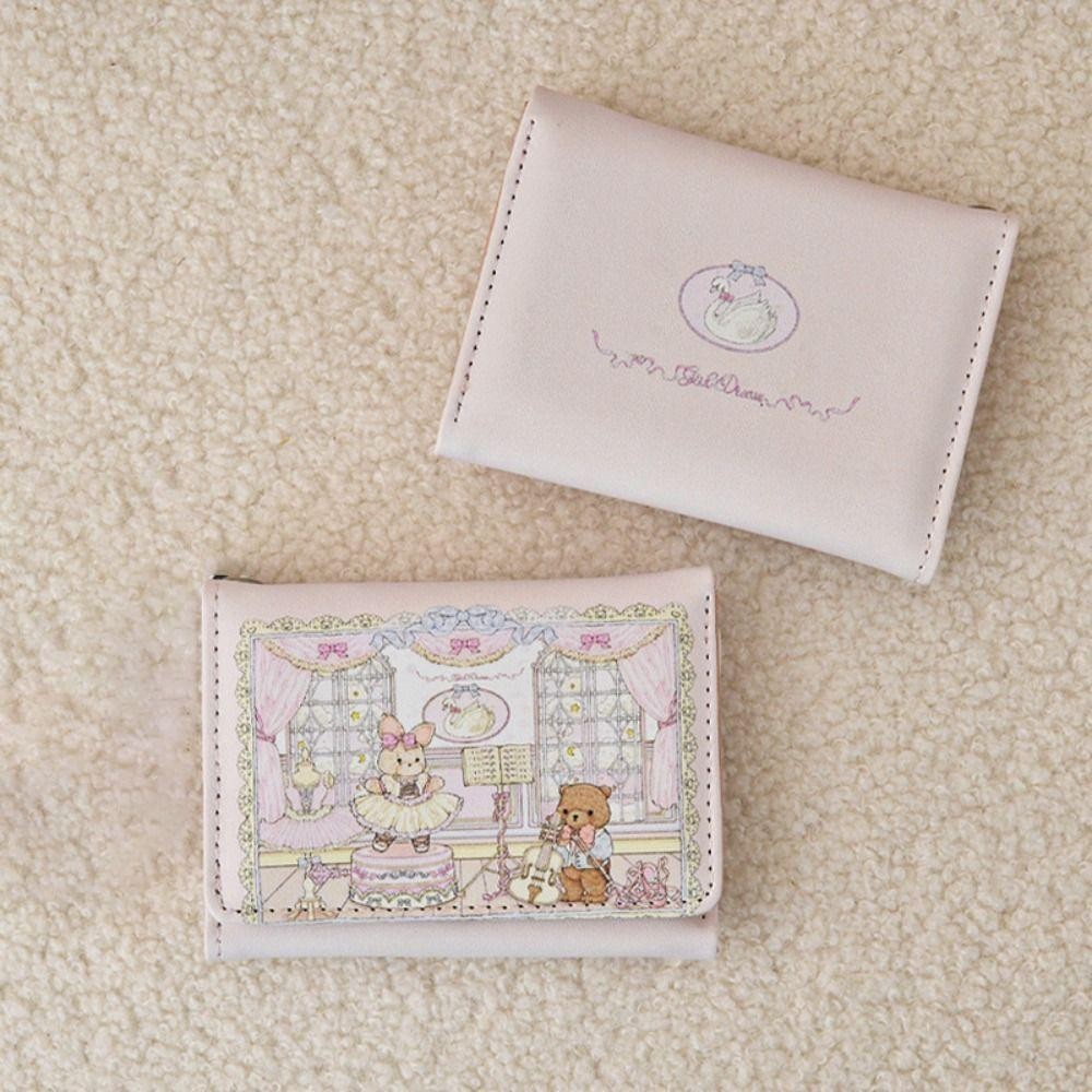 Anxsun3 กระเป๋าเงิน, กระเป๋าสตางค์ใบสั้น PU หมีและกระต่าย, กระเป๋าใส่บัตรแบบพกพาหลายช่องน่ารักเด็กผู้หญิง - รูปที่ 4