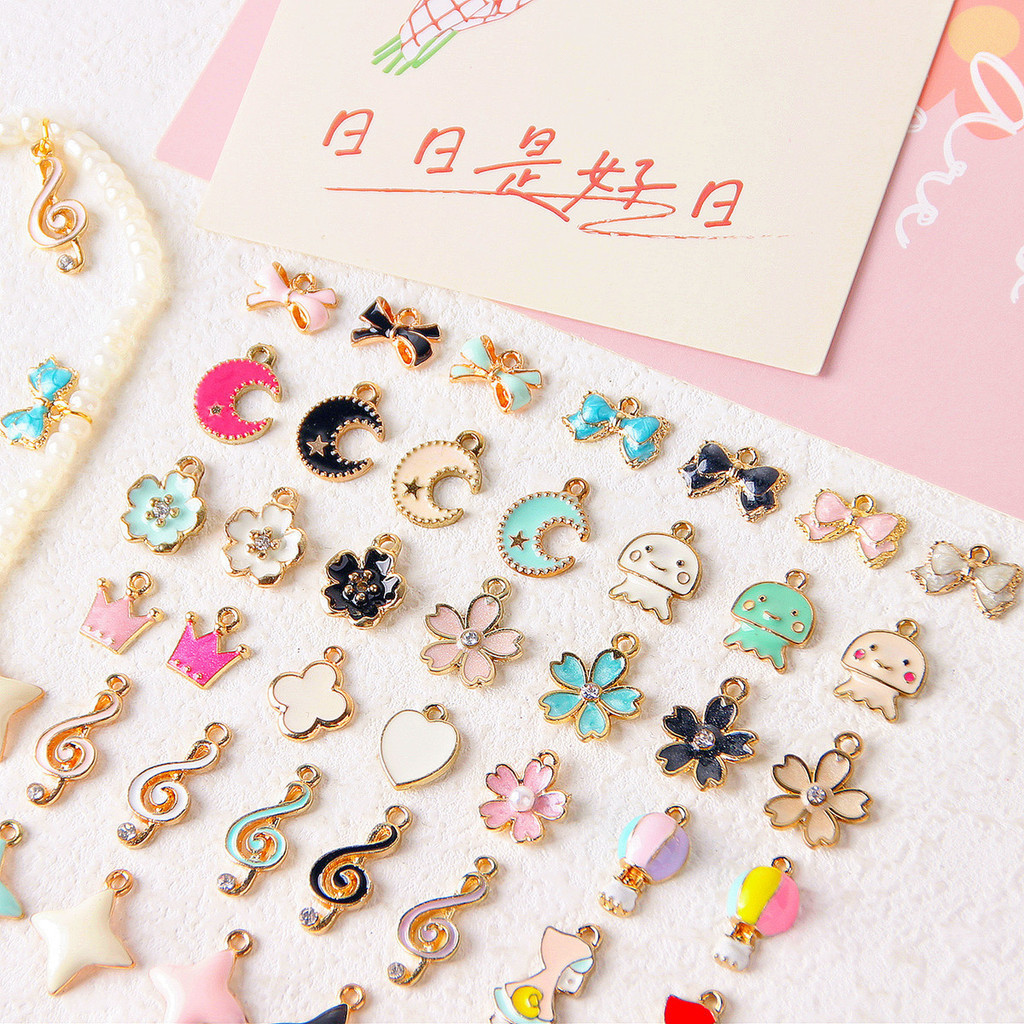 จี้หยดน้ำมันโลหะผสมโบว์ดอกไม้บอลลูนอากาศร้อนร่มปลาหมึกแฮนด์เมด DIY ต่างหูต่างหูอุปกรณ์เสริมวัสดุ