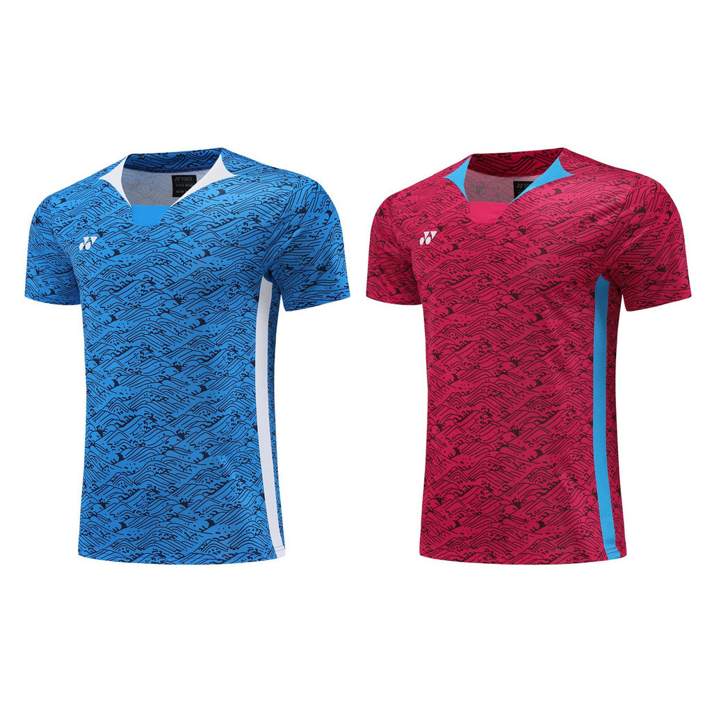 จัดส่งภายใน 48 ชั่วโมง 2024 ใหม่เสื้อแบดมินตันผู้ชายและผู้หญิง ใช่ แขนสั้นเทนนิสการแข่งขันการฝึกอบรมชุดทีมเสื้อยืด