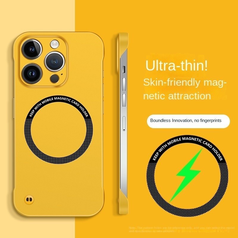 สำหรับ iPhone 15 14 13 12 11 Pro 7 8 14 15บวกปลอกบางผิวเป็นมิตรเคลือบ frameless แม่เหล็กไร้สายชาร์จโทรศัพท์กรณีสีทึบฮาร์ดปกหลังอุปกรณ์เสริม