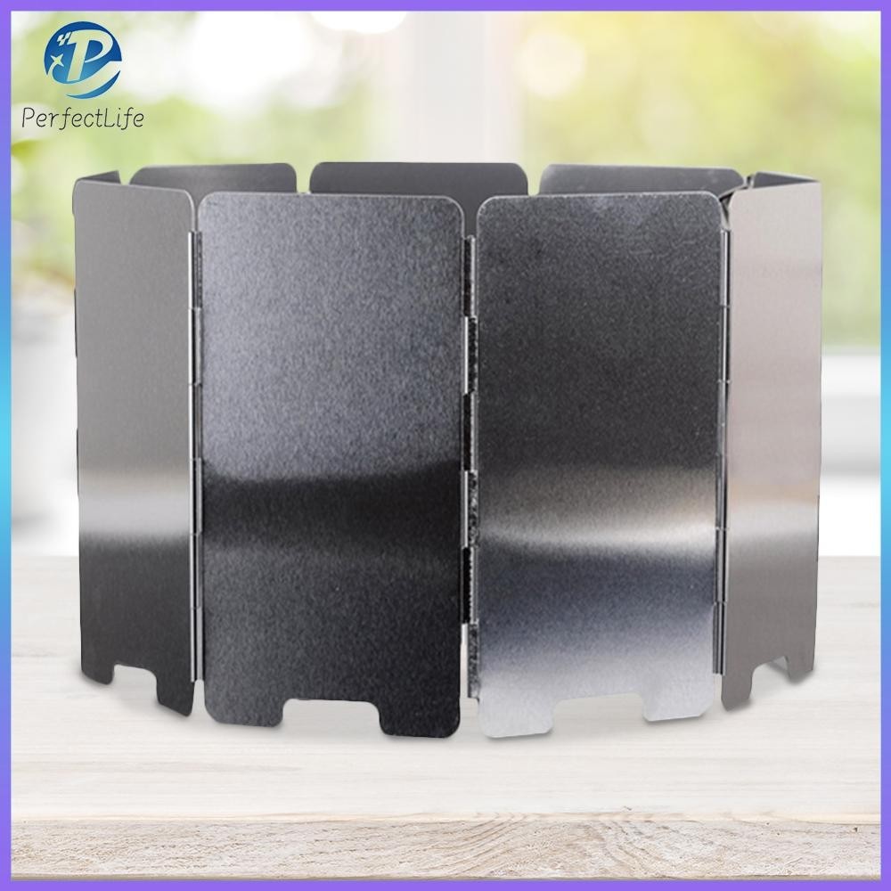 เตาแก๊สกระจกหน้า 9PCS เตาพับได้กลางแจ้งโล่ลมอลูมิเนียมโลหะผสมทนทานมินิสำหรับค่ายปิกนิกเดินทางบาร์บีคิวอุปกรณ์