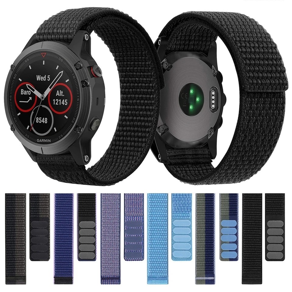 26 มม.22 มม.Hook Loop สายไนลอนสําหรับ Garmin Fenix 6X 6 Pro 5X 5 7X 7 Epix 2 Forerunner 965 945 935 นาฬิกาสร้อยข้อมือ