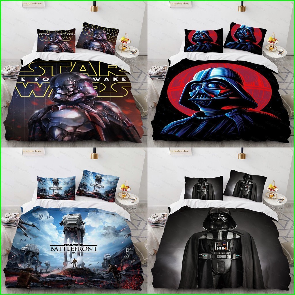 Yb Star Wars ผ้าปูที่นอนผ้านวมปลอกหมอนคุณภาพพรีเมี่ยมชุดเครื่องนอนบ้านห้องนอนล้างทําความสะอาดได้ 3IN