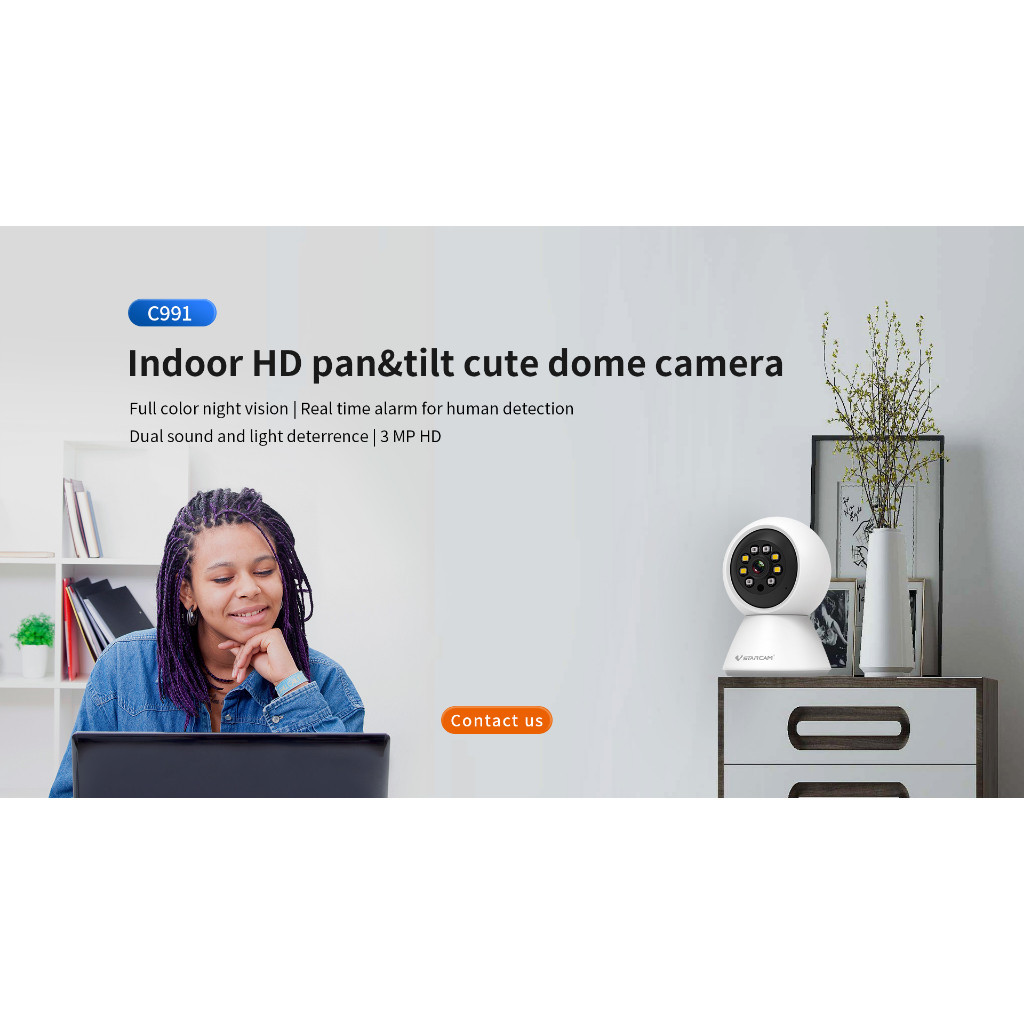 กันของหาย Vstarcam C991 3MP กล้องIP  IPcamera  กล้องวงจรปิดไร้สาย Indoor ความละเอียด มีระบบ AI+