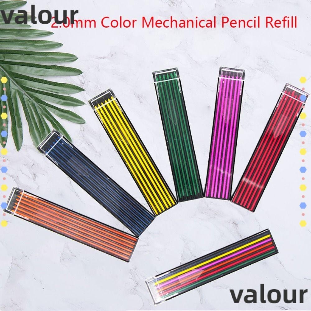 Valour ไส้ดินสอกดอัตโนมัติ 2.0 มม. HB หลายสี แบบเปลี่ยน สําหรับนักเรียน 2 กล่อง
