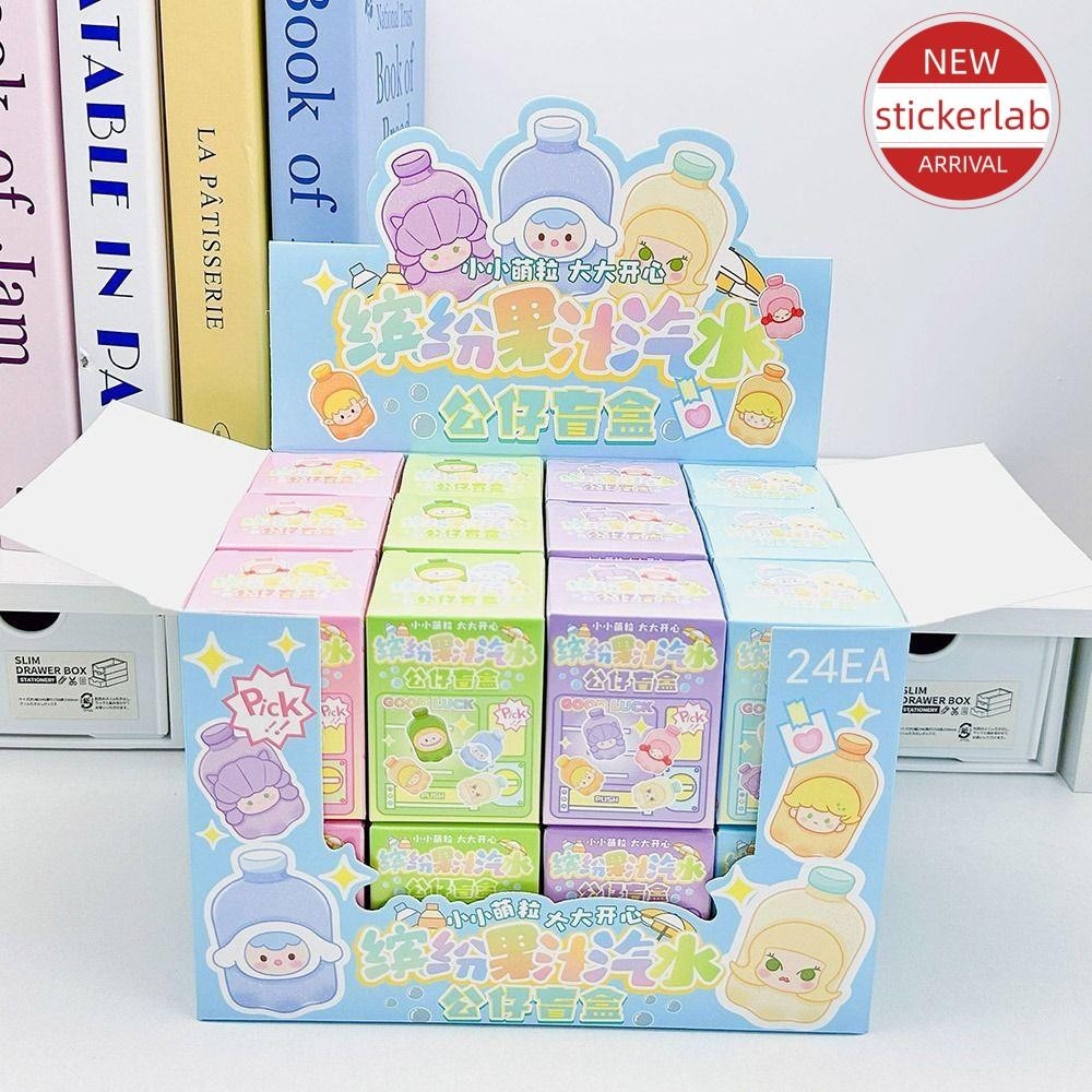 สติ๊กเกอร์แล็บ 24กล่อง/เซ็ตกล่อง,ฟองสบู่ถั่วป๊อปโมเดลรูปการ์ตูนอะนิเมะ,กล่องพีวีซีลึกลับน่ารักของเล่นสําหรับเด็ก