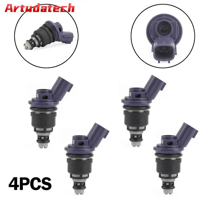 4 PCS 375cc หัวฉีดน้ํามันเชื้อเพลิงเหมาะสําหรับ Nissan 240SX Silvia KA24DE S13 SR20DET 16600-67U00 1