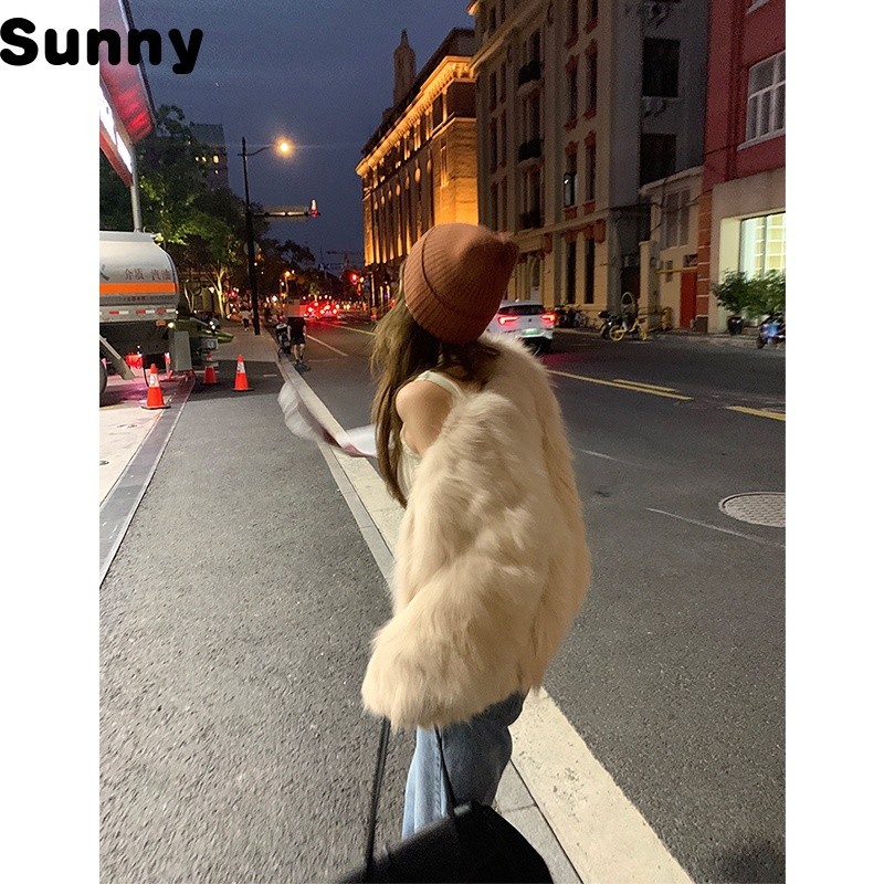 Sunny ✨Sunny2024Autumn and Winter New Toka Imitation Fox Fur Internet Celebrity Young Korean Style F
